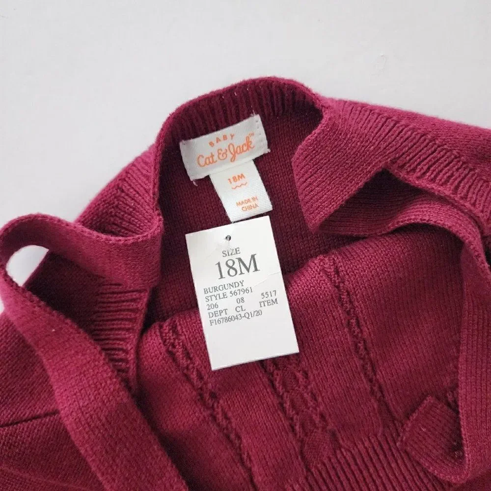 Cat & Jack - Size 18Mths - Baby Girls Knit Bodysuit Romper Only‎ In Maroon